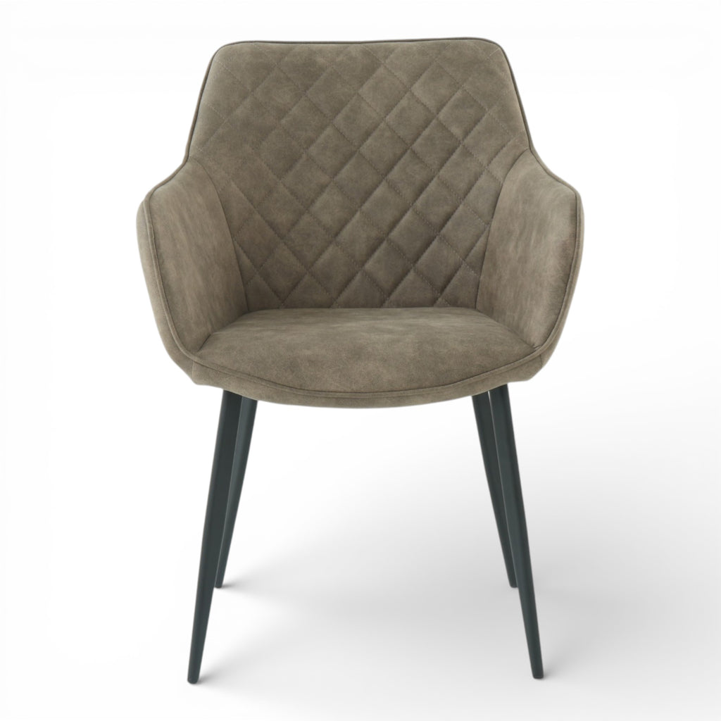 2 chaises avec accoudoirs tissu beige pieds métal - ROLF