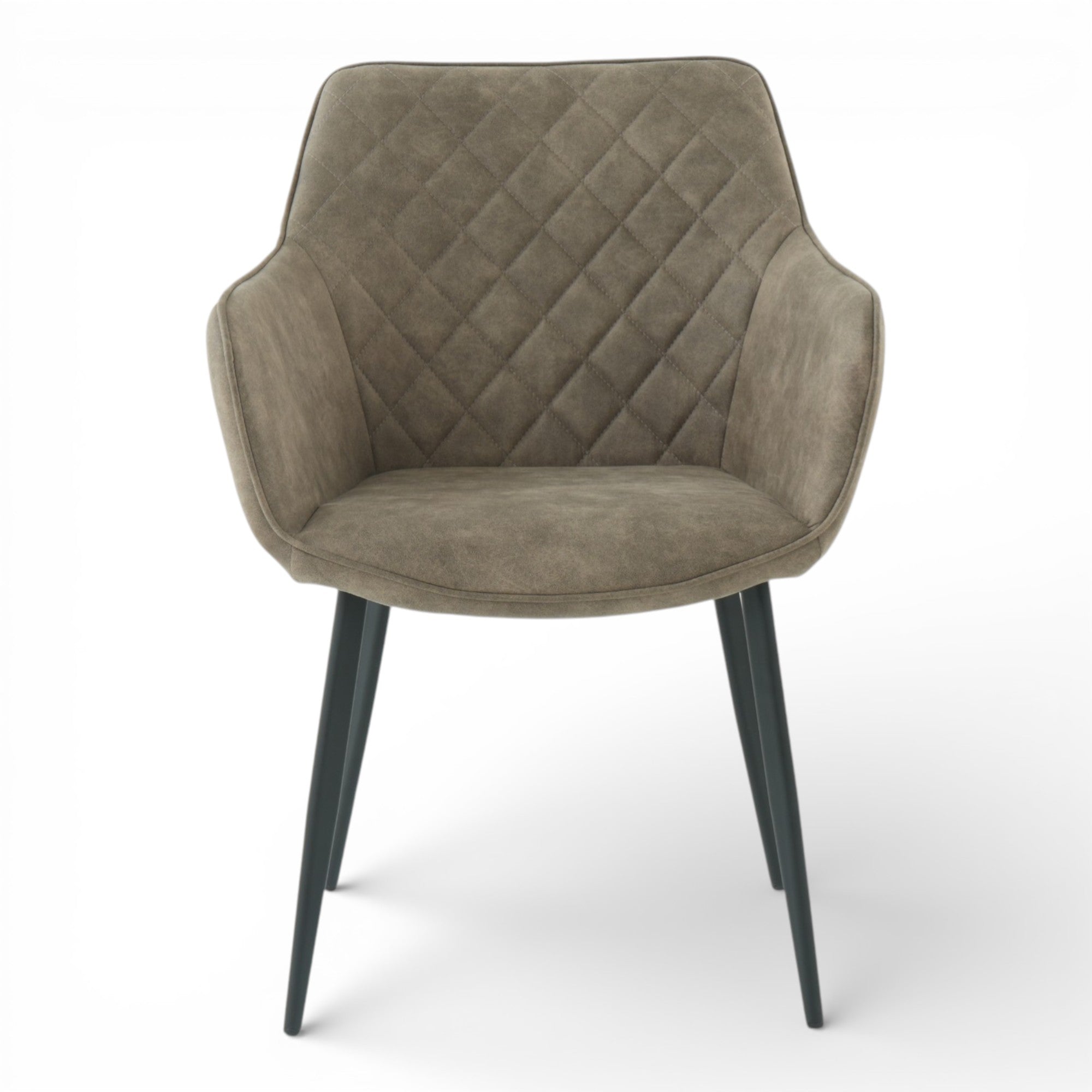2 chaises avec accoudoirs tissu beige pieds métal - ROLF