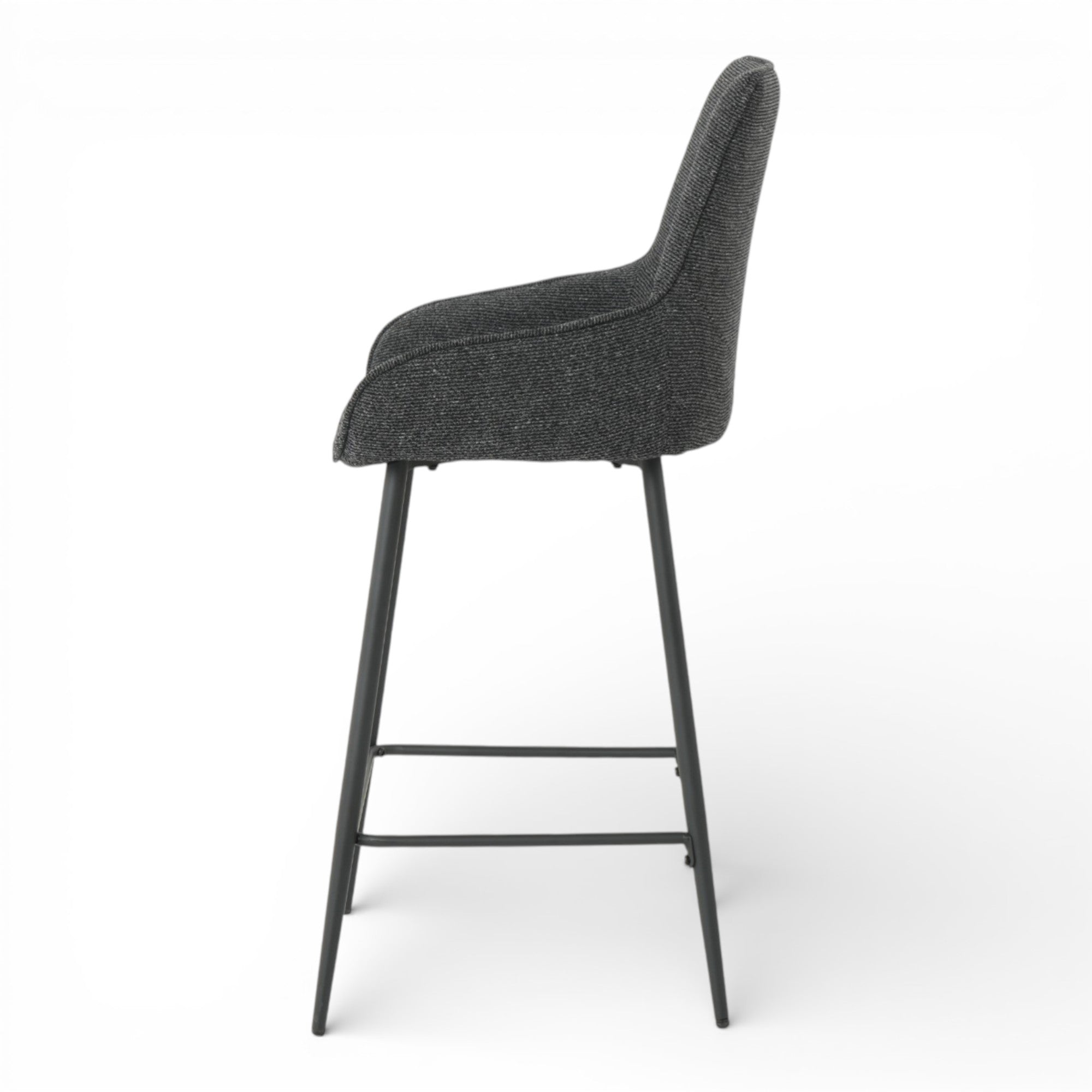 Lot de 2 tabourets de bar BJORN - tissu coloris noir