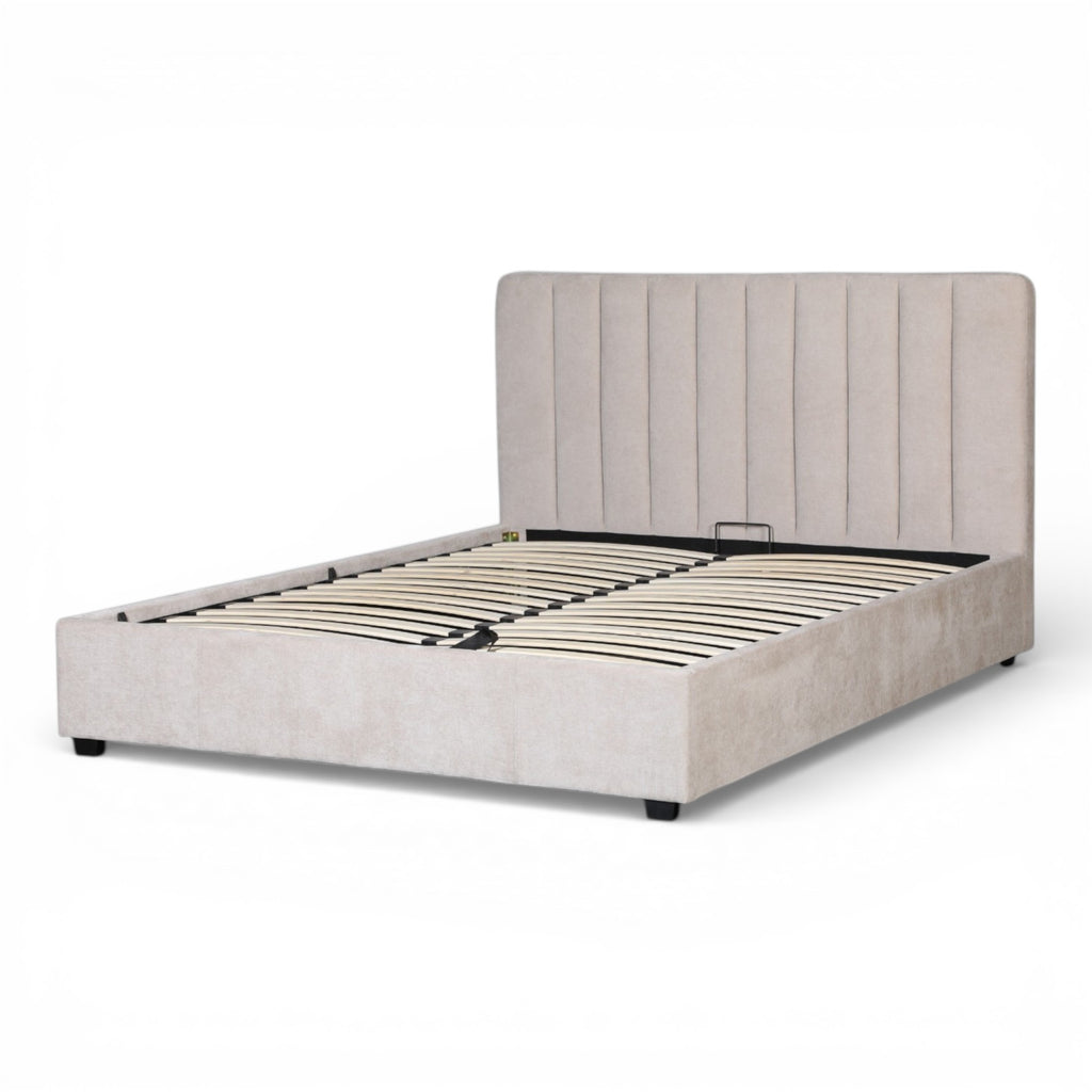 Lit coffre 160x200 Tissu Beige GLOW