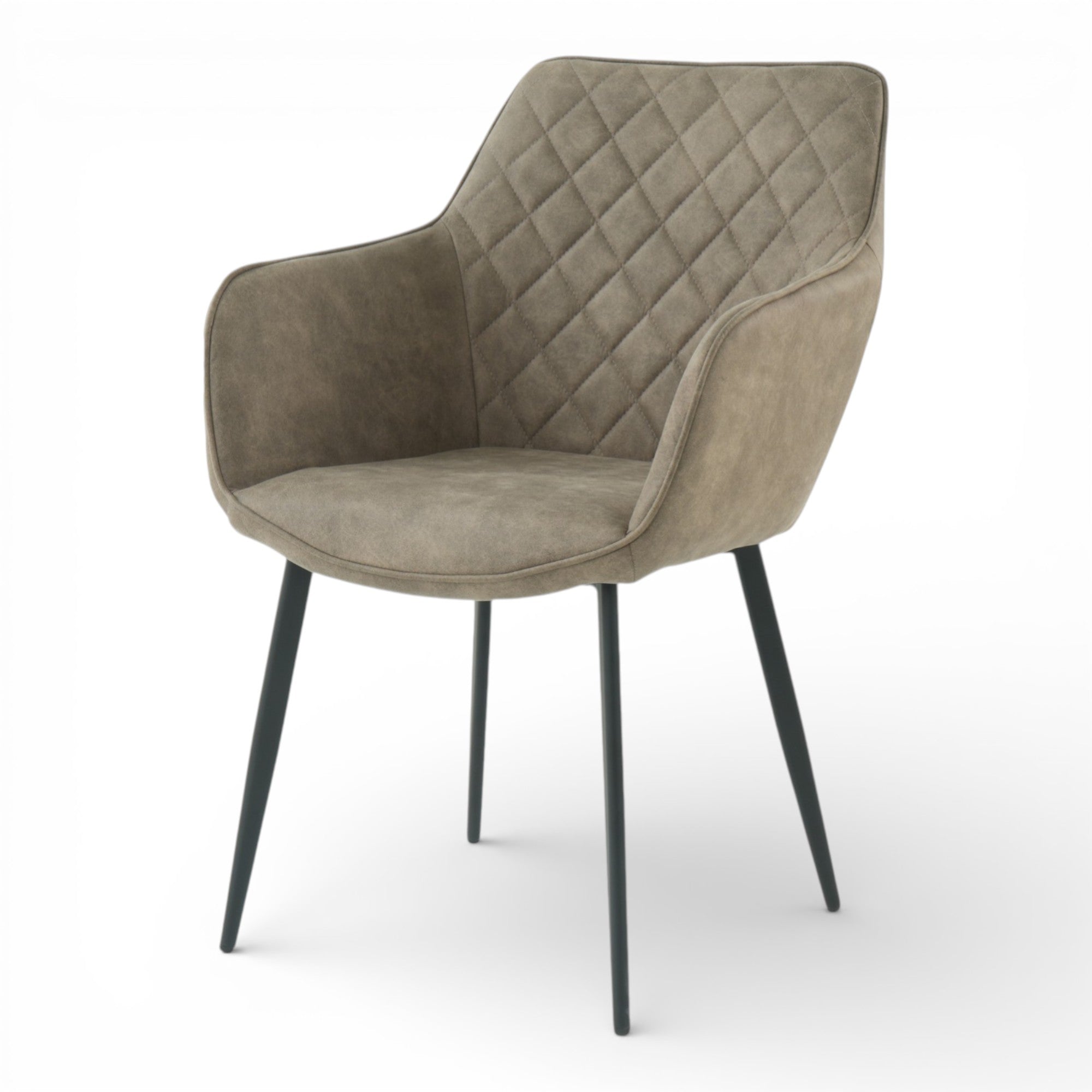 2 chaises avec accoudoirs tissu beige pieds métal - ROLF