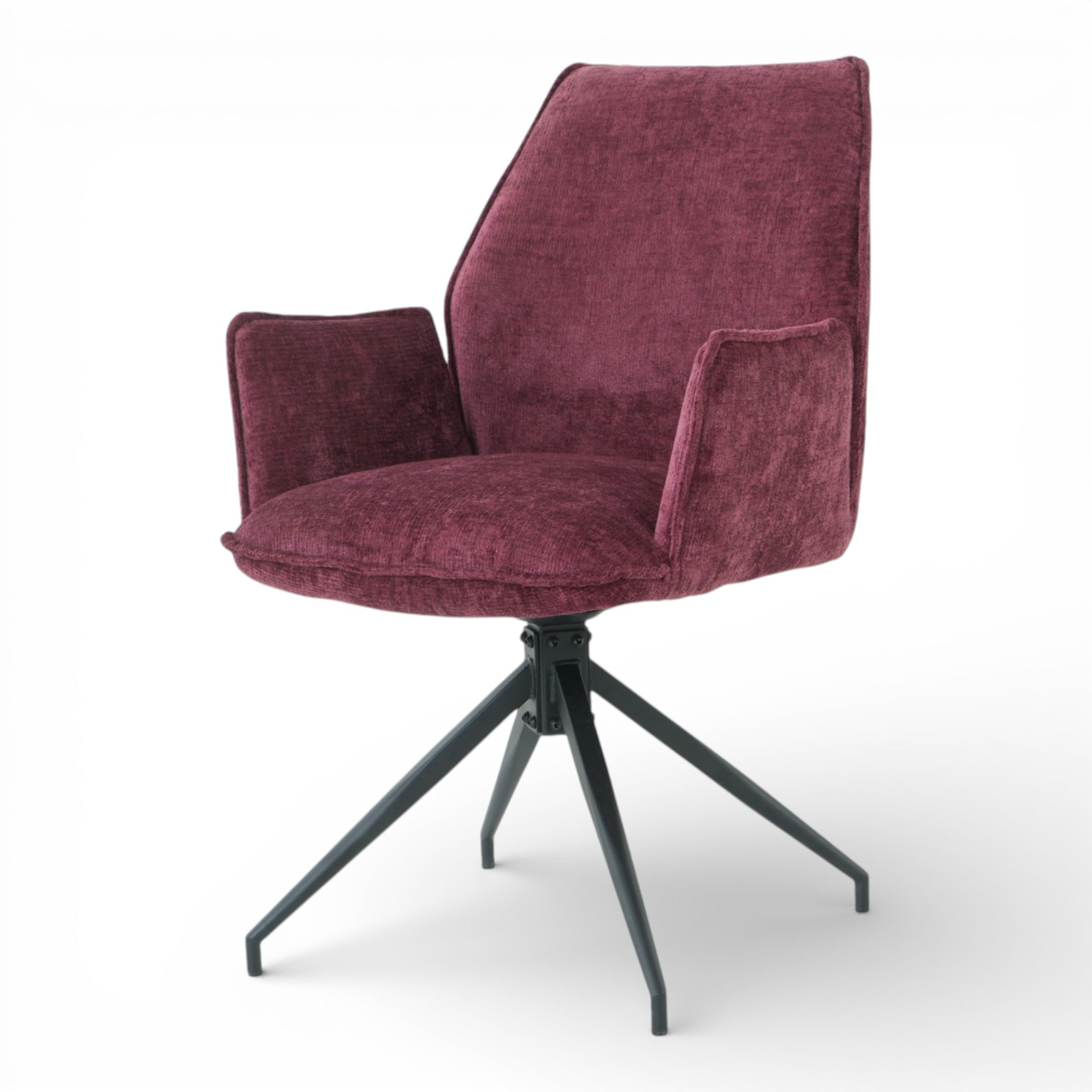 2 chaises avec accoudoirs pivotantes tissu bordeaux - FITOUS