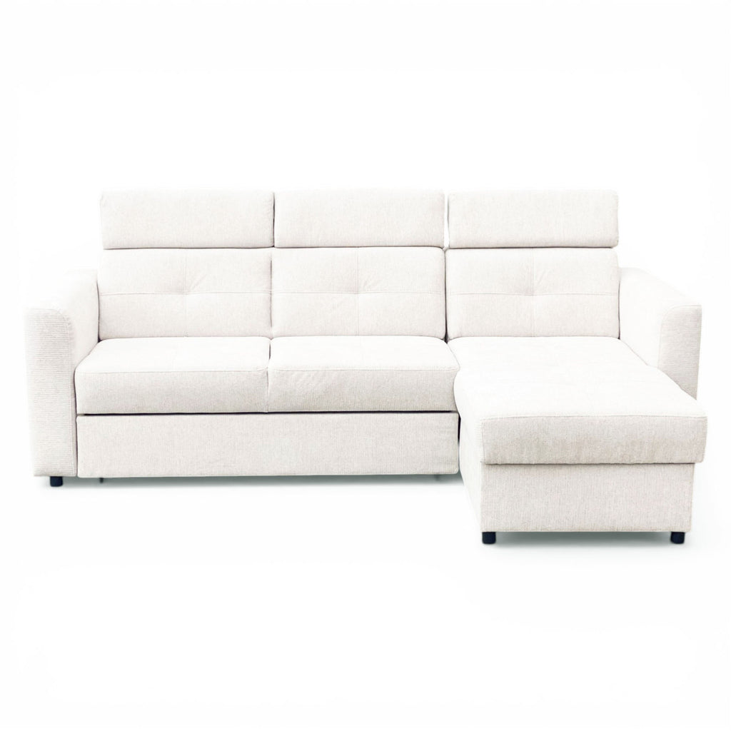 Canapé d'angle convertible en tissu beige -  POCKET