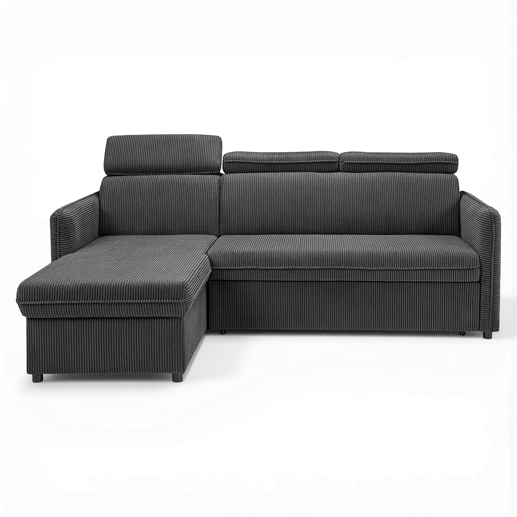Canapé d'angle convertible en velours côtelé gris foncé -  NOTTI