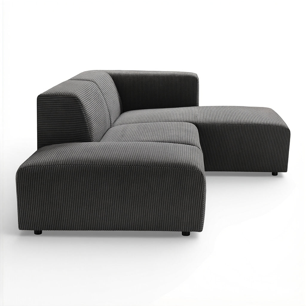 Canapé d'angle droit velours côtelé gris foncé - BLOK 2