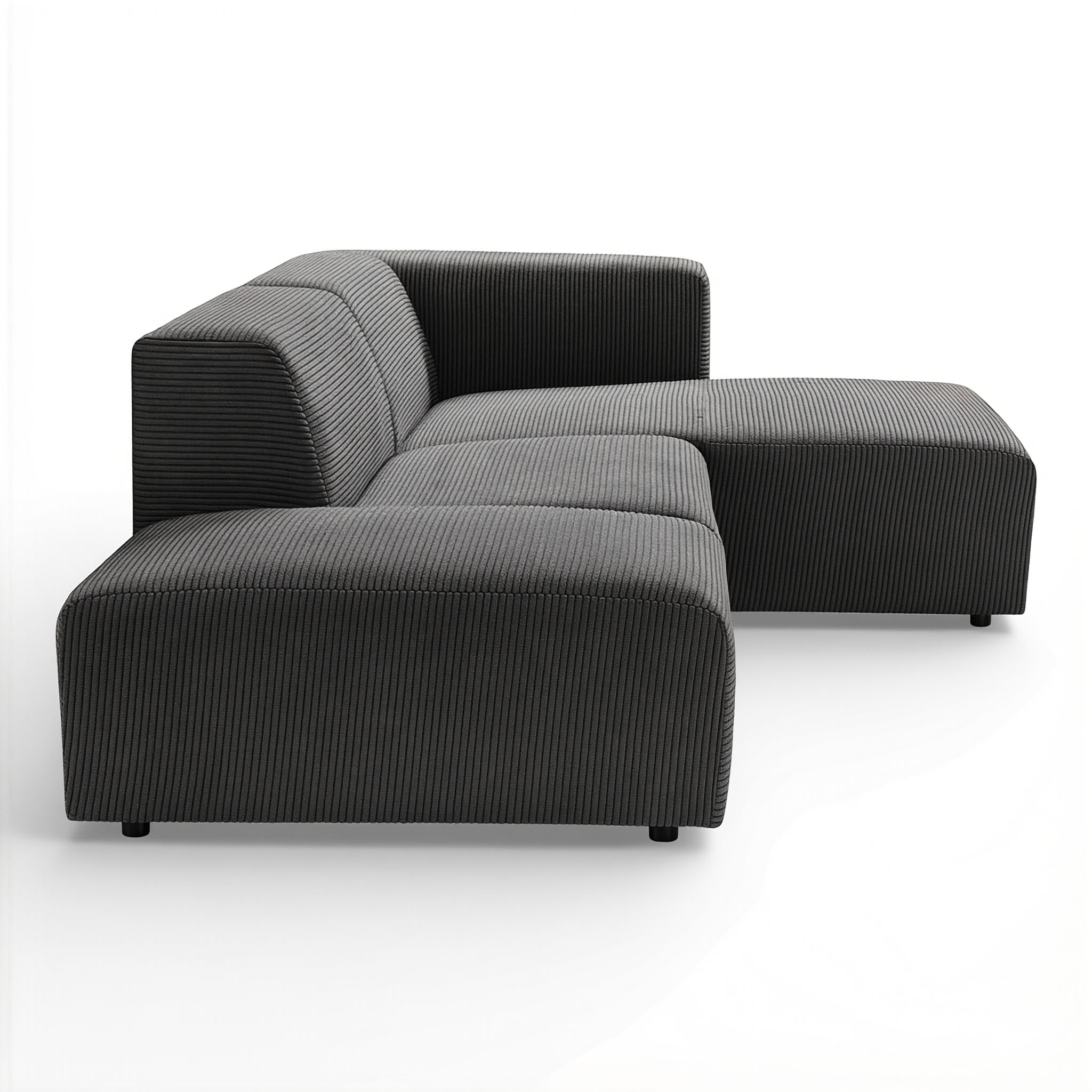 Canapé d'angle droit velours côtelé gris foncé - BLOK 2