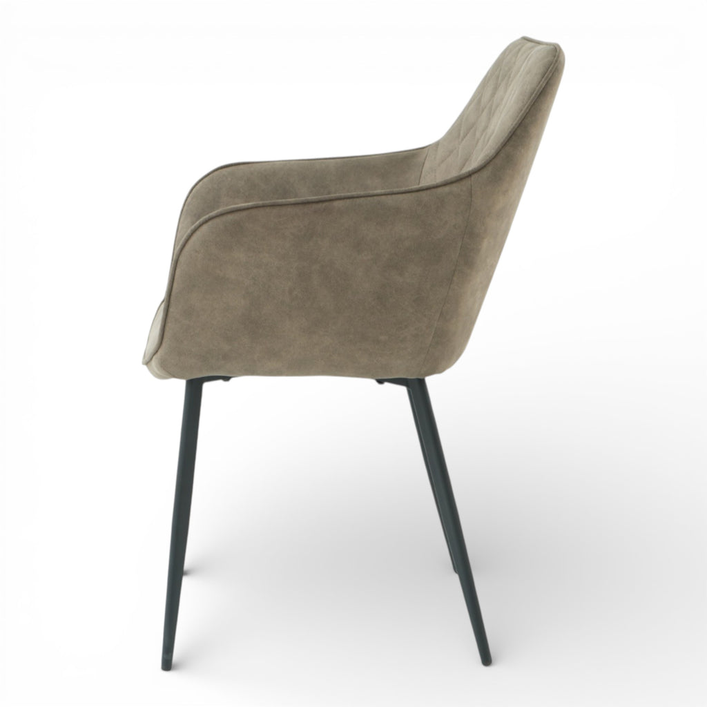 2 chaises avec accoudoirs tissu beige pieds métal - ROLF