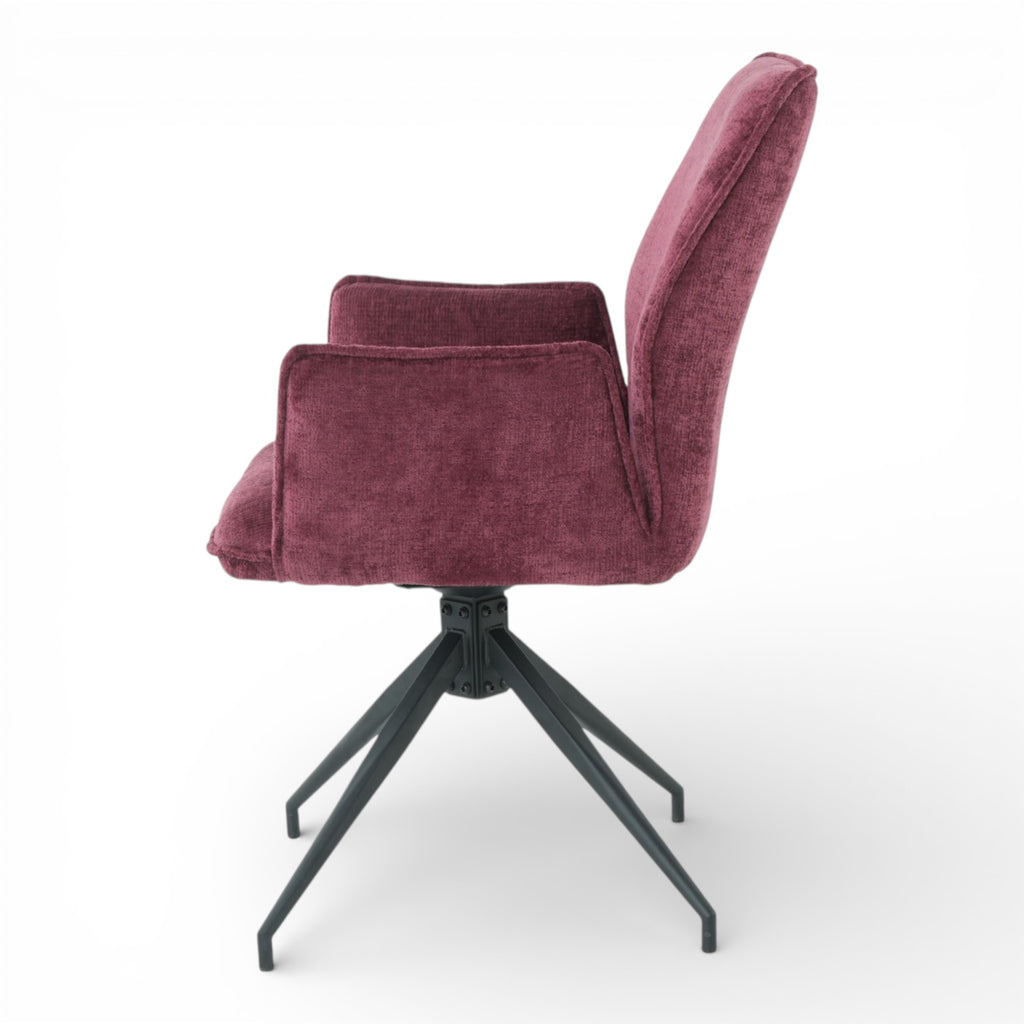 2 chaises avec accoudoirs pivotantes tissu bordeaux - FITOUS