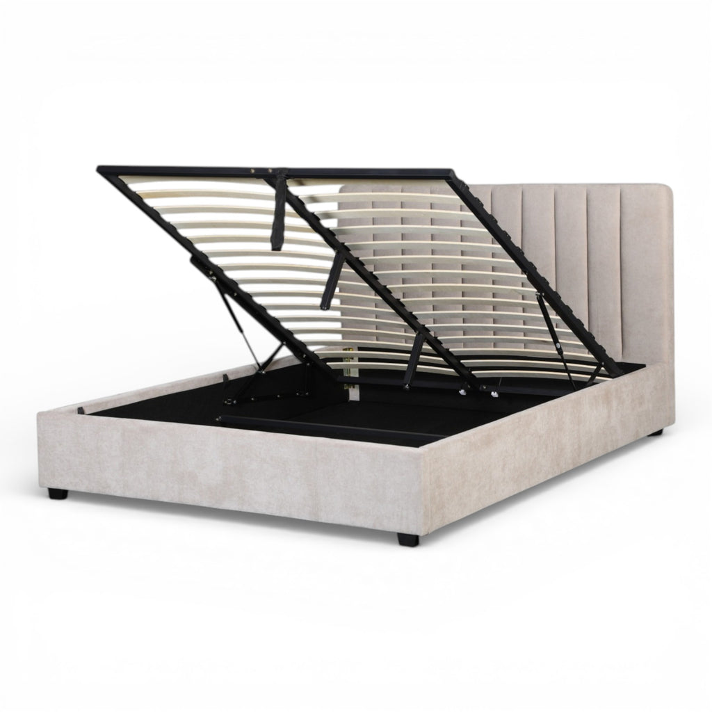Lit coffre 160x200 Tissu Beige GLOW