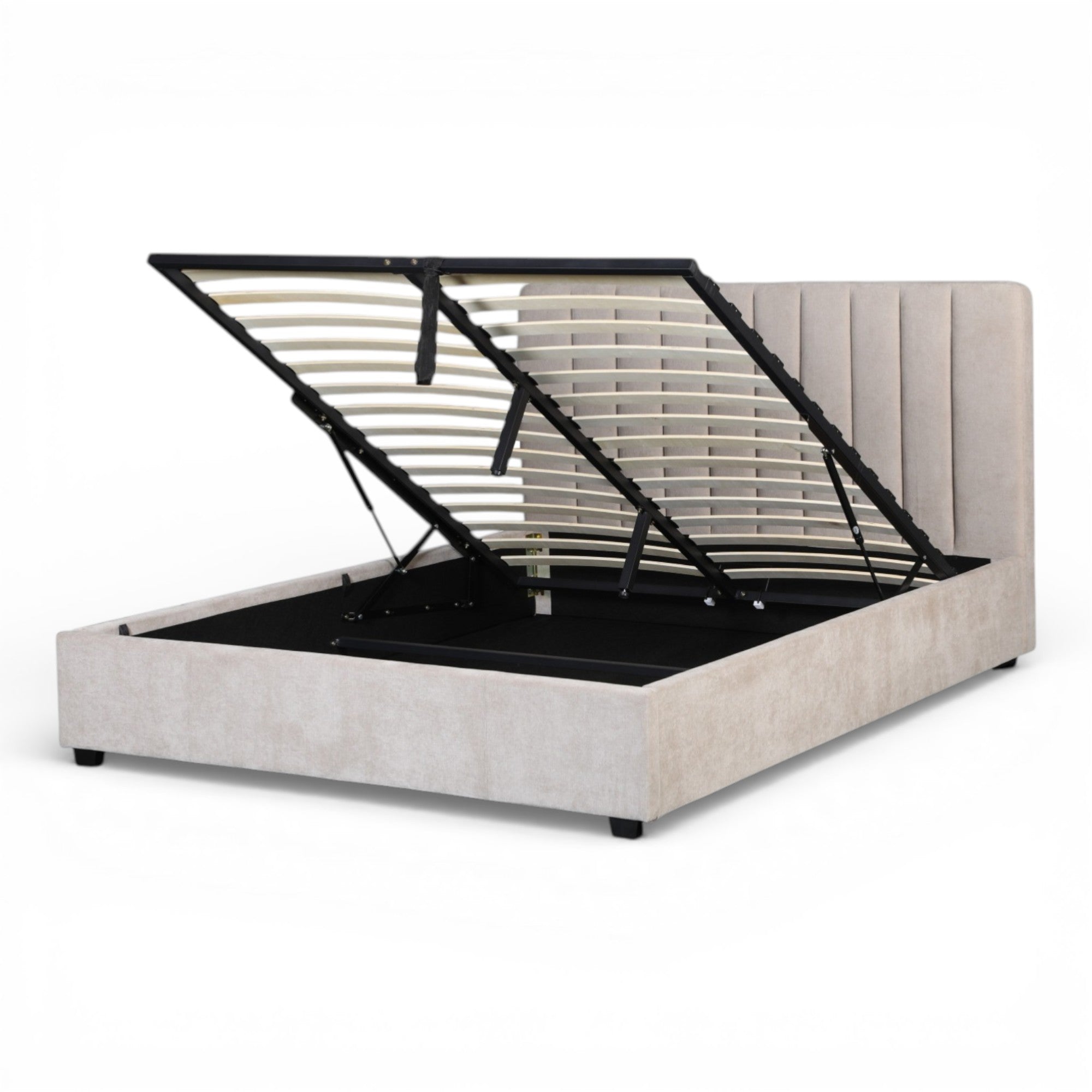 Lit coffre 160x200 Tissu Beige GLOW