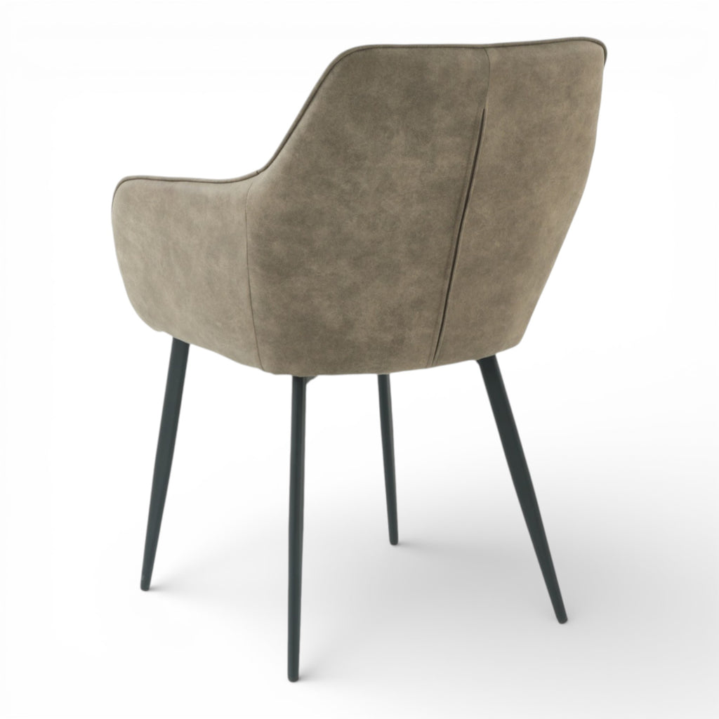 2 chaises avec accoudoirs tissu beige pieds métal - ROLF
