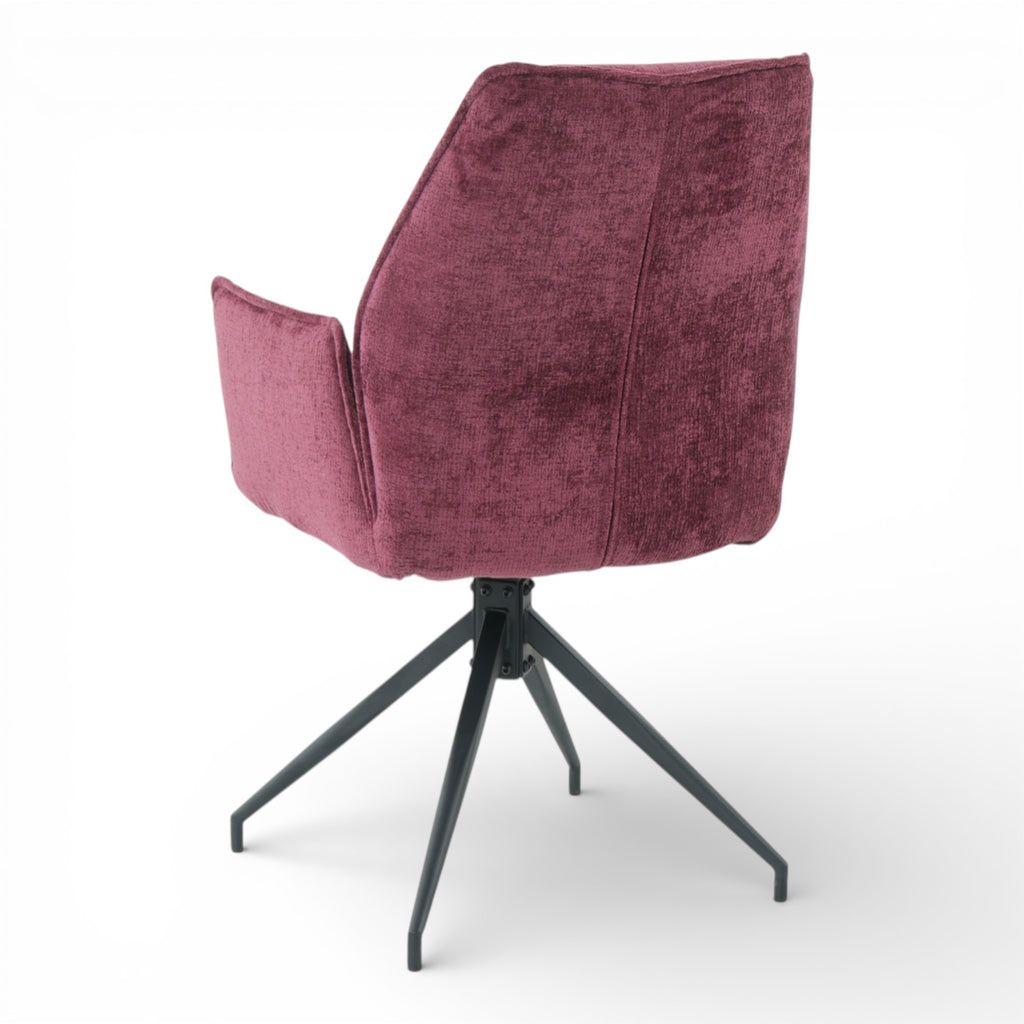 2 chaises avec accoudoirs pivotantes tissu bordeaux - FITOUS