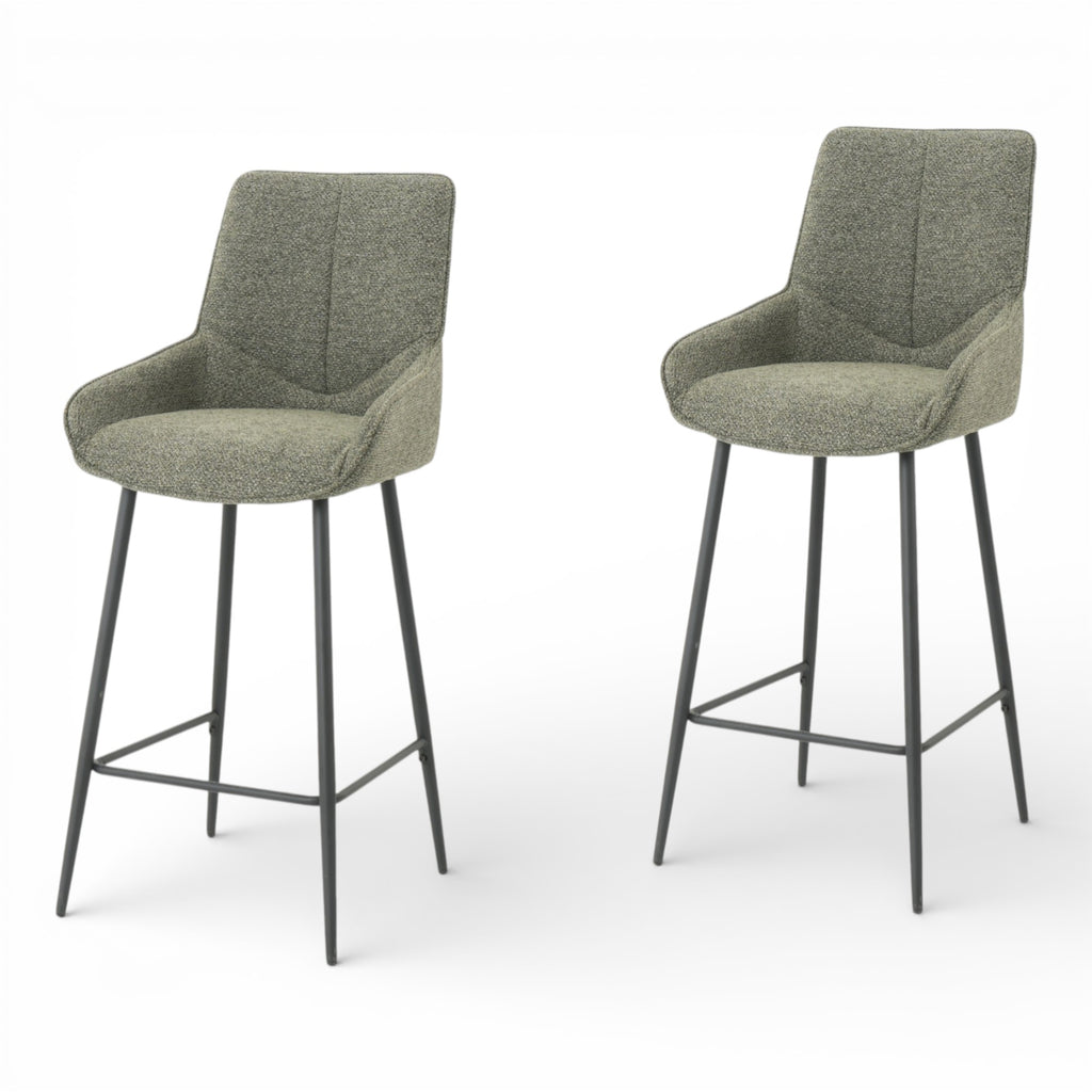 Lot de 2 tabourets de bar BJORN - tissu coloris vert
