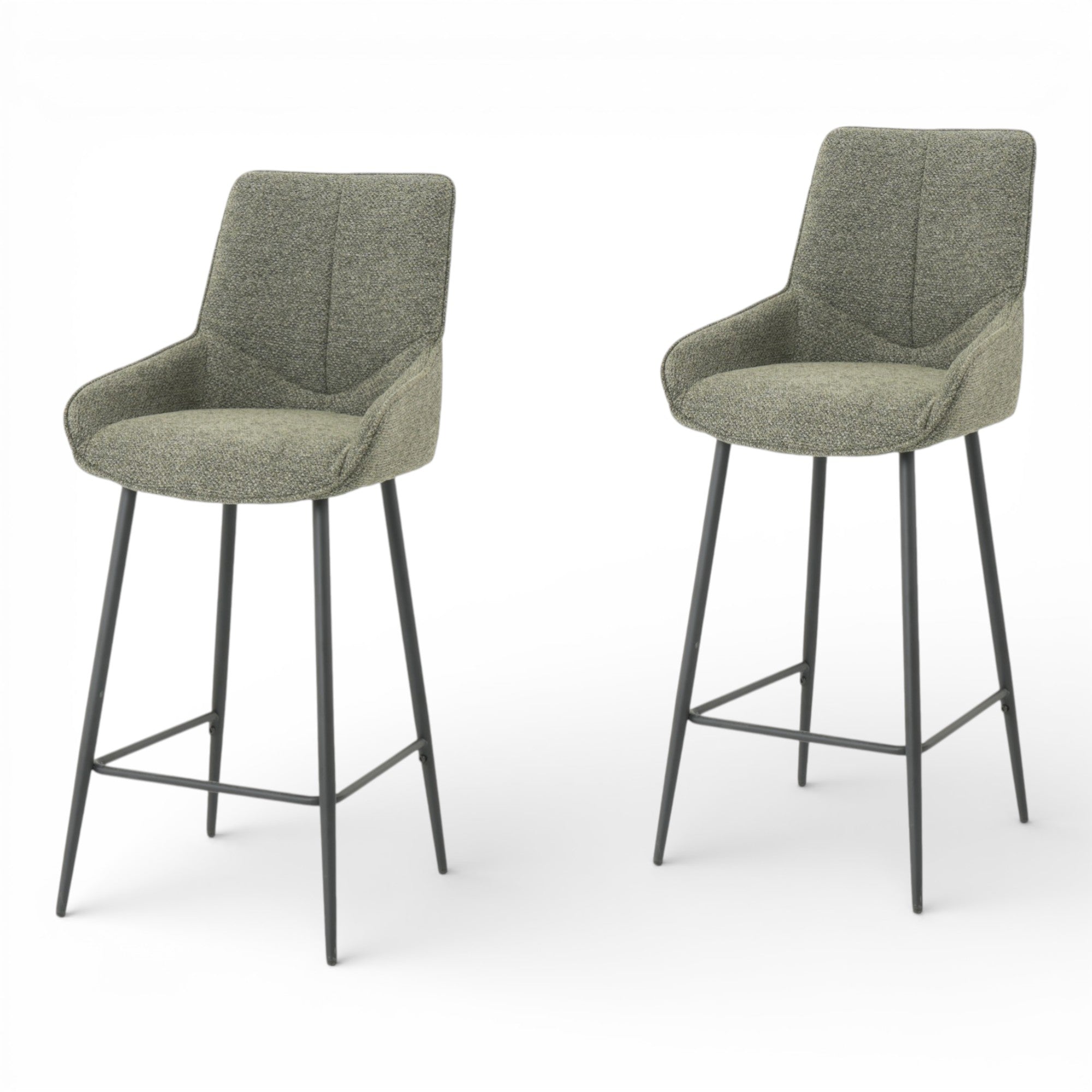 Lot de 2 tabourets de bar BJORN - tissu coloris vert
