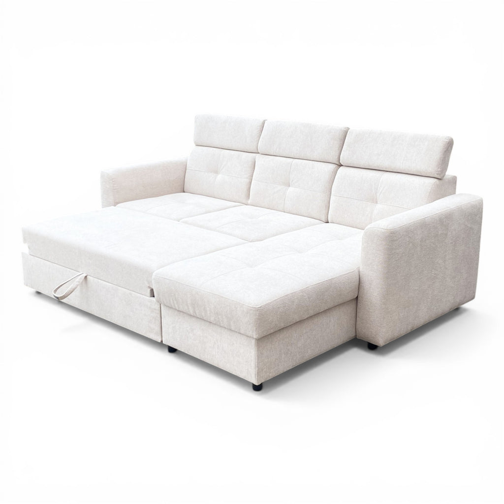 Canapé d'angle convertible en tissu beige -  POCKET