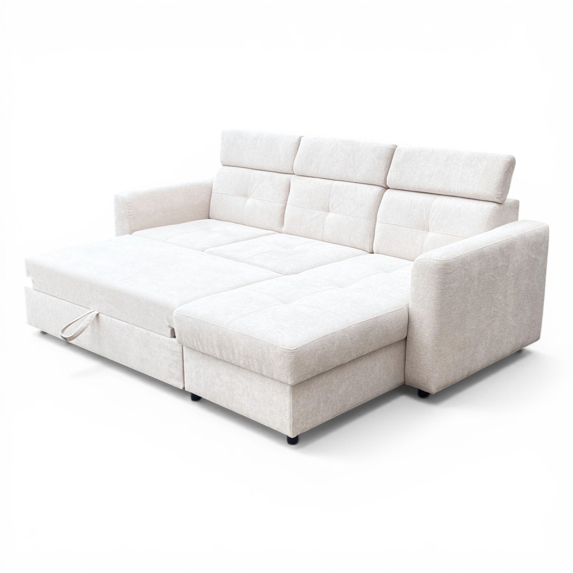 Canapé d'angle convertible en tissu beige -  POCKET
