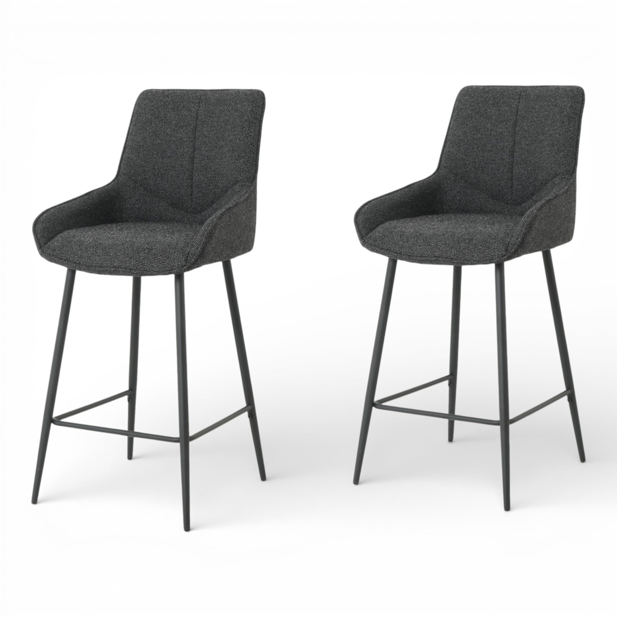 Lot de 2 tabourets de bar BJORN - tissu coloris noir