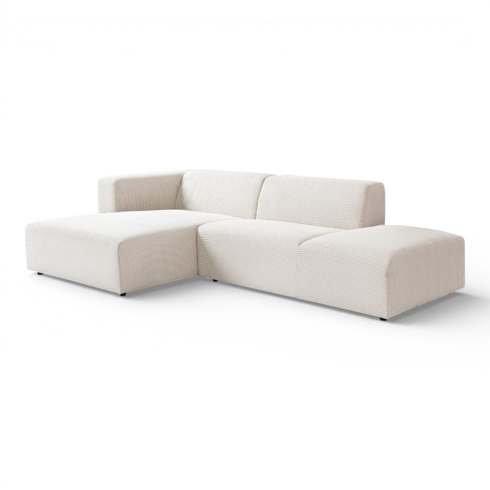 Canapé d'angle gauche velours côtelé beige - BLOK 2