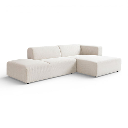 Canapé d'angle droit velours côtelé beige - BLOK 2