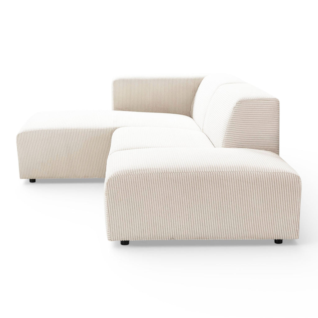 Canapé d'angle gauche velours côtelé beige - BLOK 2