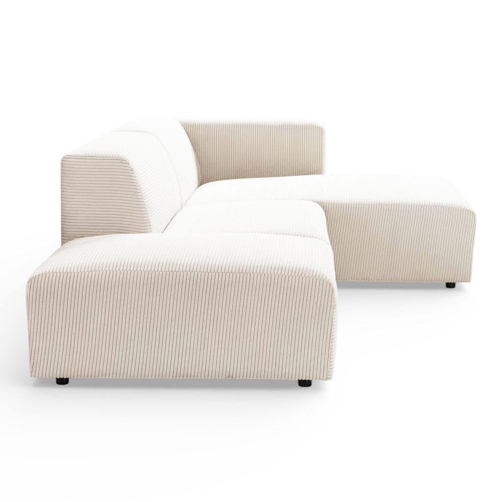 Canapé d'angle droit velours côtelé beige - BLOK 2