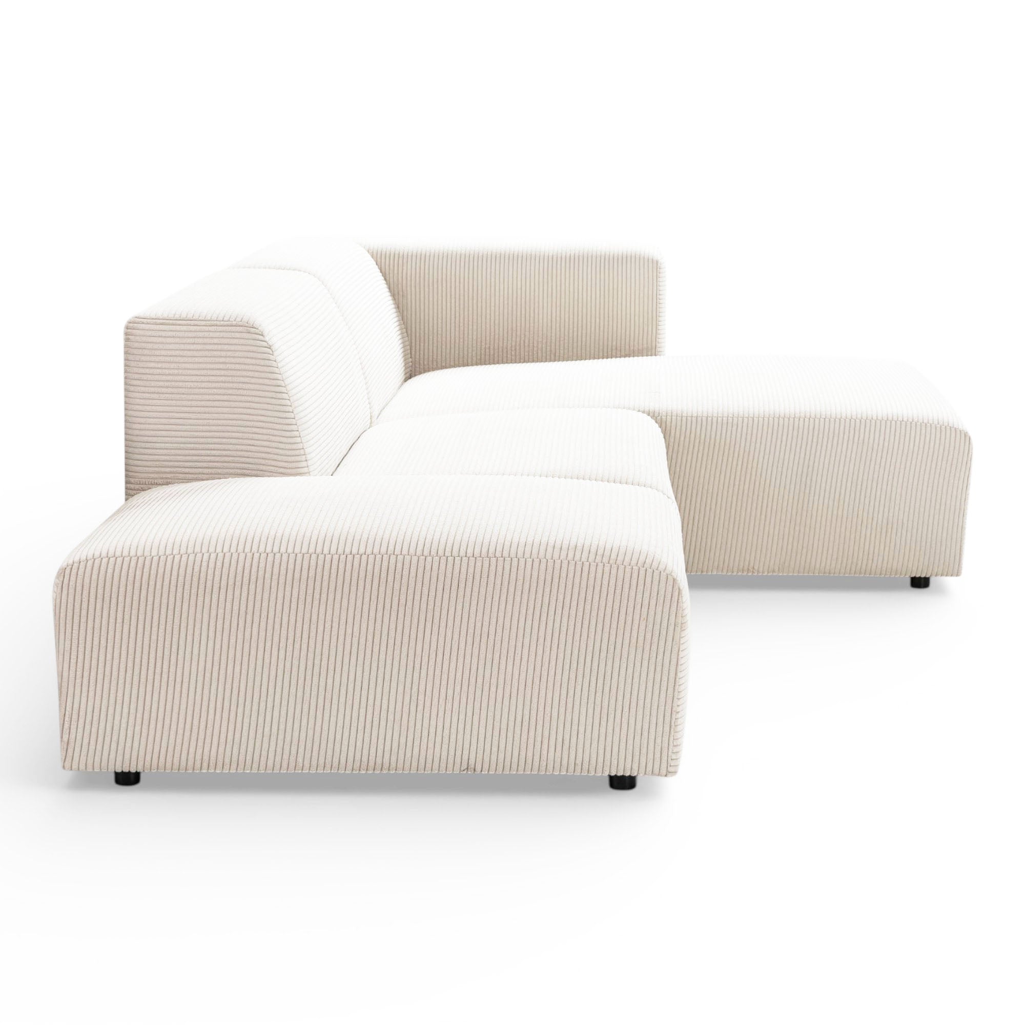 Canapé d'angle droit velours côtelé beige - BLOK 2