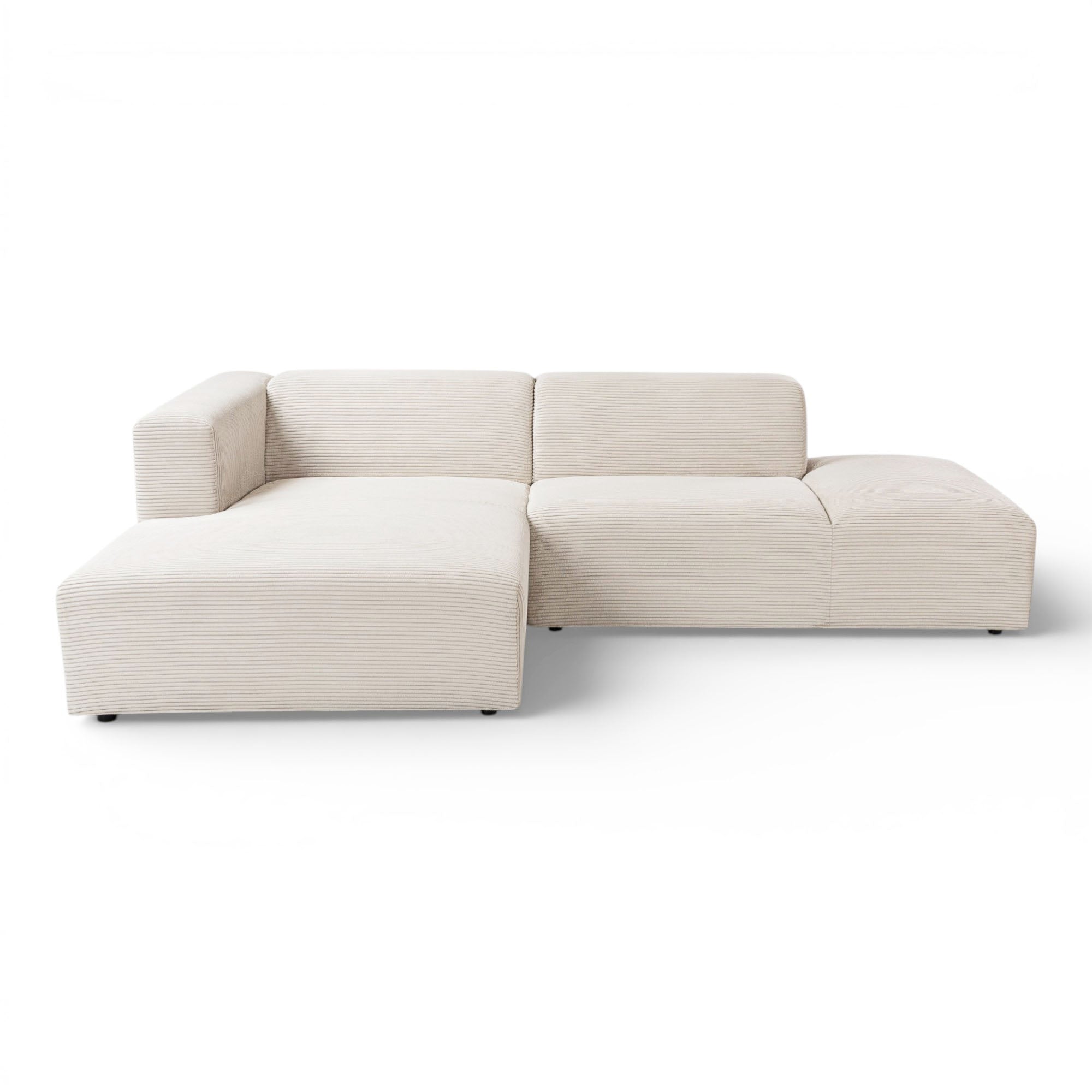 Canapé d'angle gauche velours côtelé beige - BLOK 2