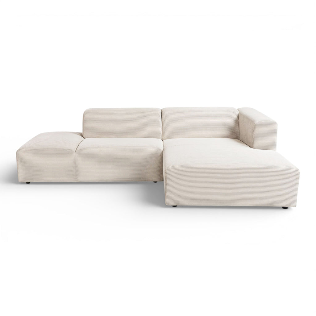 Canapé d'angle droit velours côtelé beige - BLOK 2
