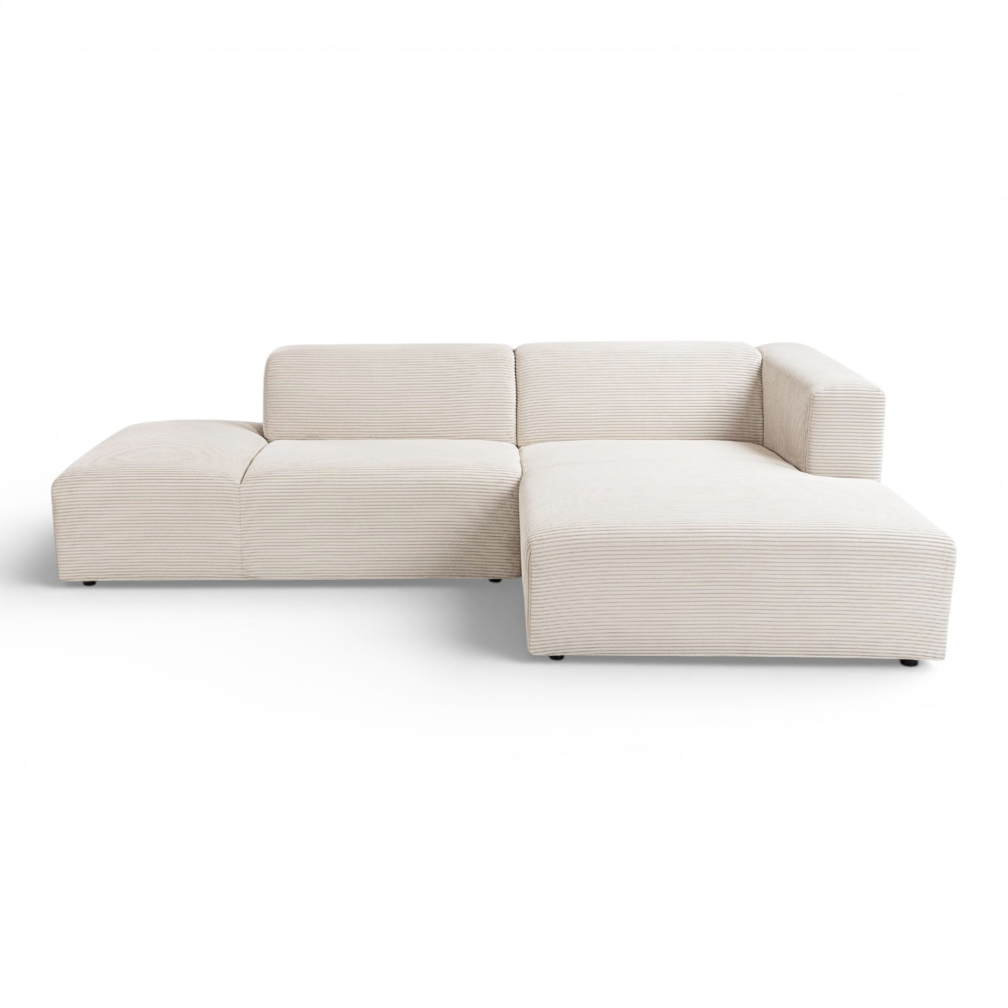 Canapé d'angle droit velours côtelé beige - BLOK 2