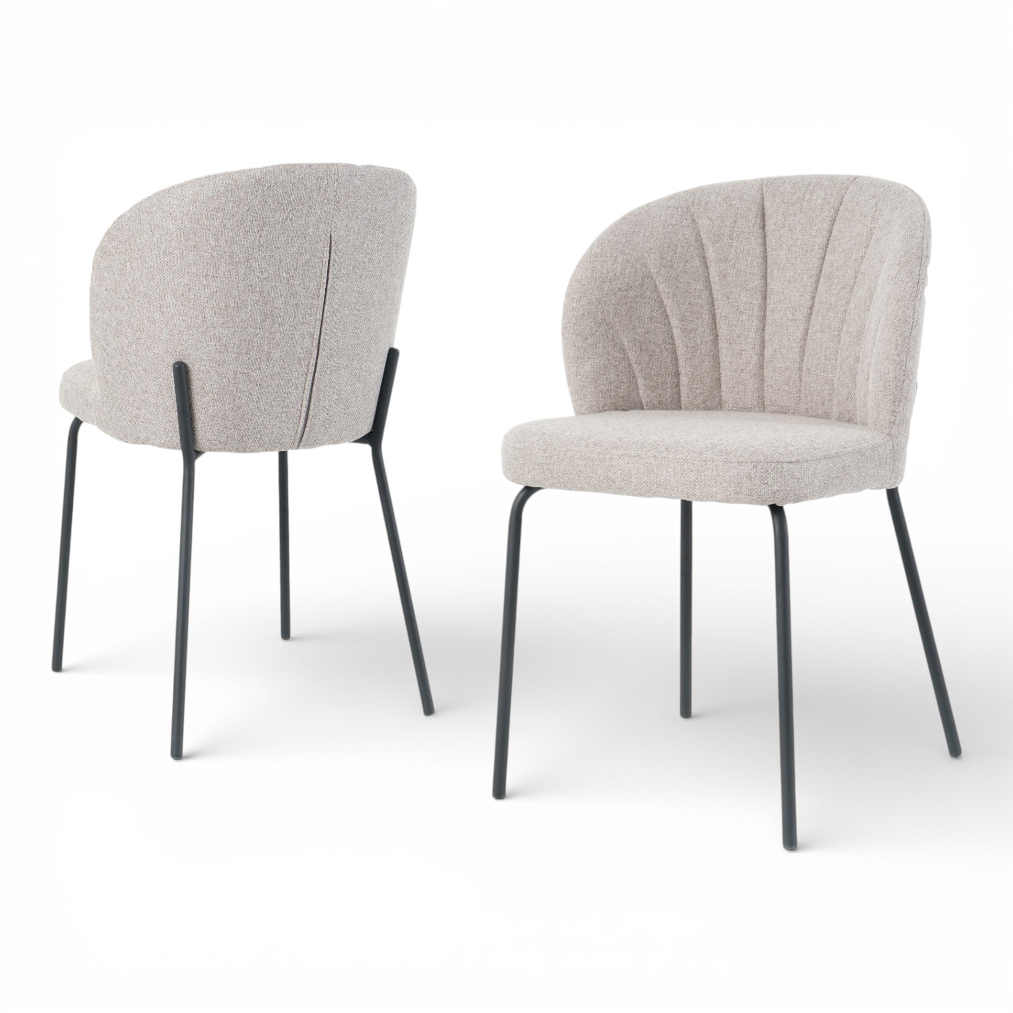 Lot de 2 chaises LUMOS en tissu pour cuisine ou salle à manger - pieds en métal noir
