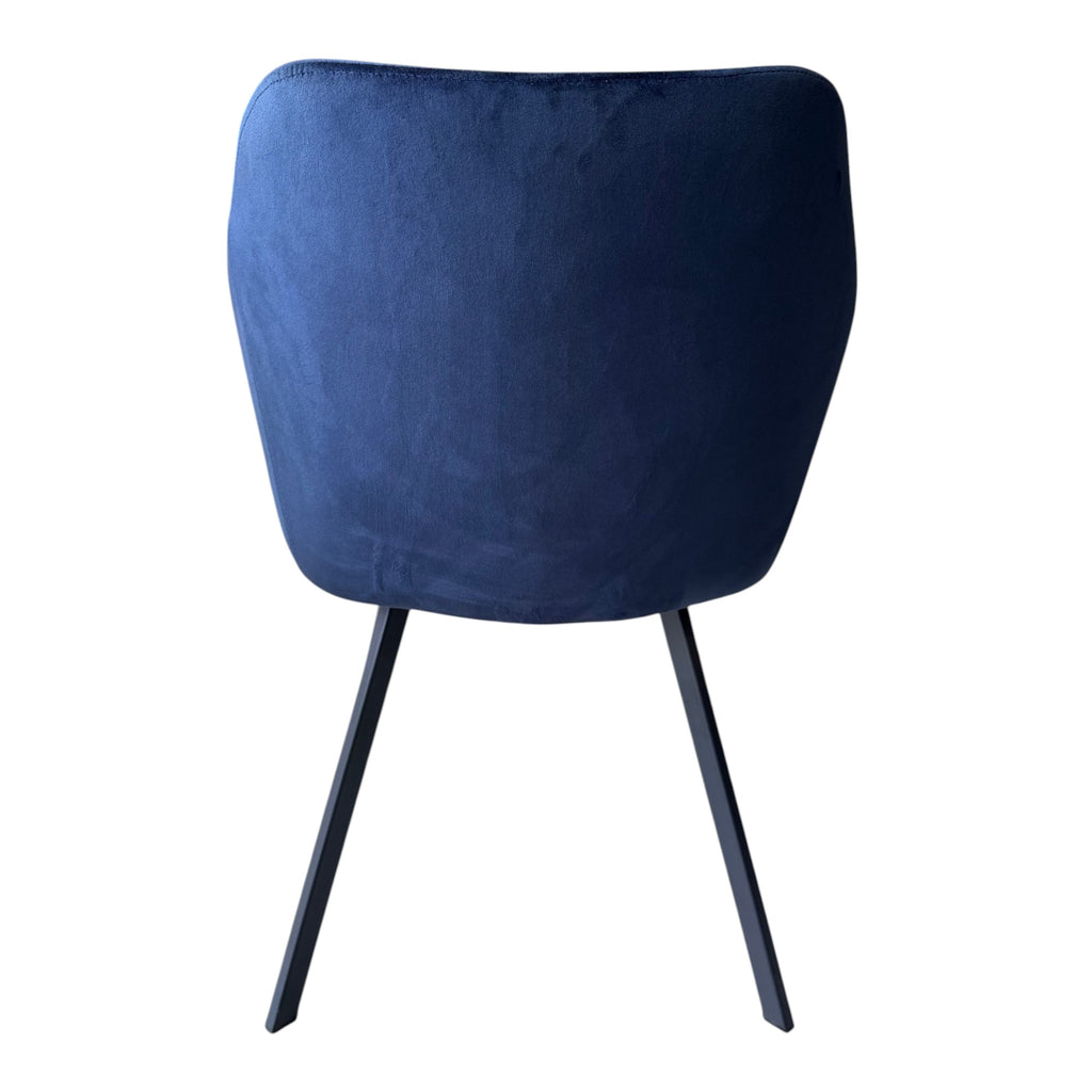 Lot de 2 chaises avec accoudoirs velours bleu marine pieds métal noir - ADAM