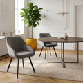 Lot de 2 chaises avec accoudoirs velours gris pieds métal noir - ADAM