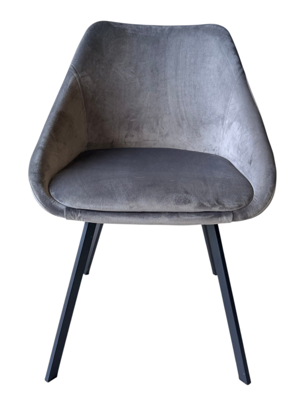 Lot de 2 chaises avec accoudoirs velours gris pieds métal noir - ADAM