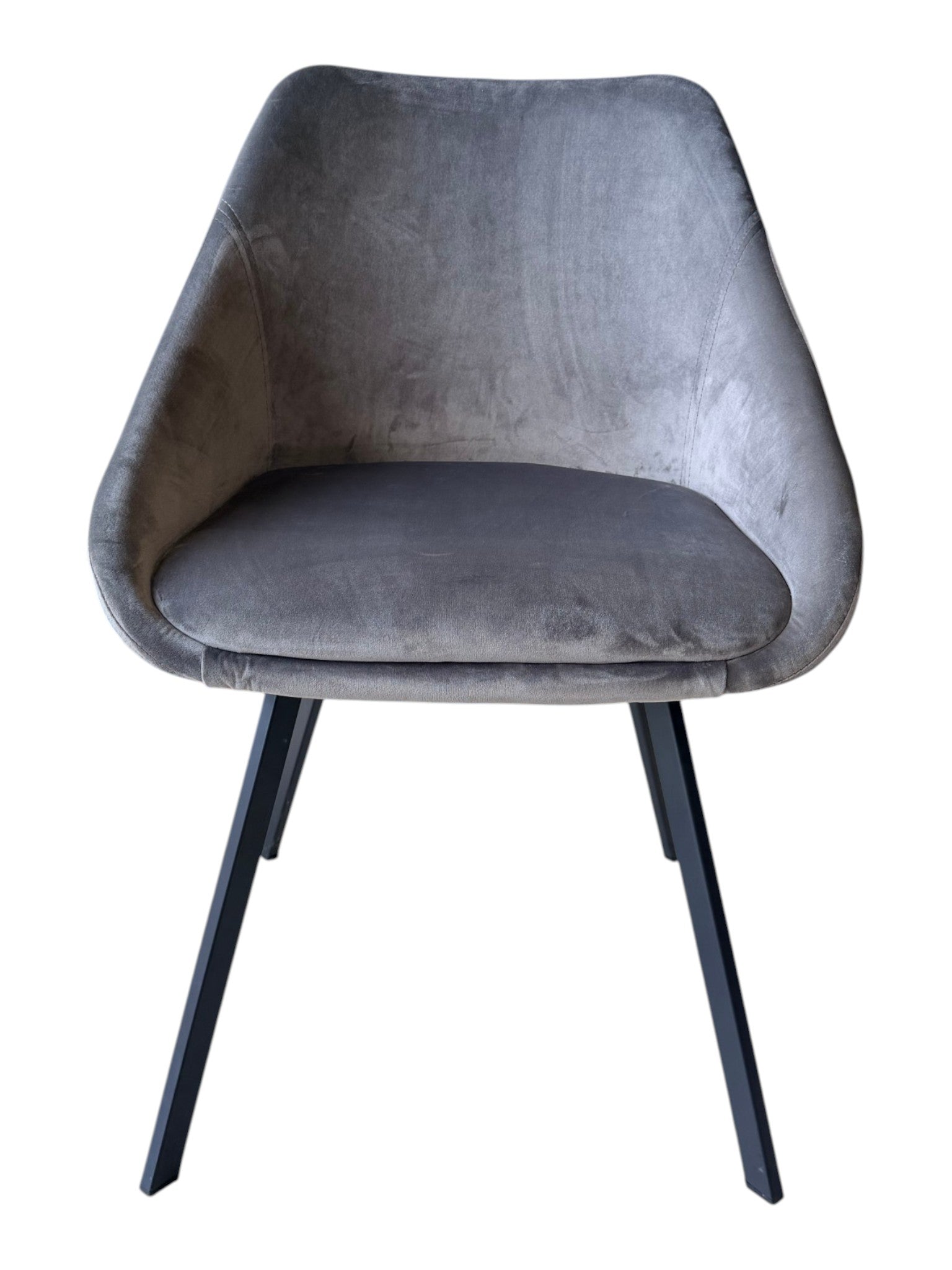 Lot de 2 chaises avec accoudoirs velours gris pieds métal noir - ADAM