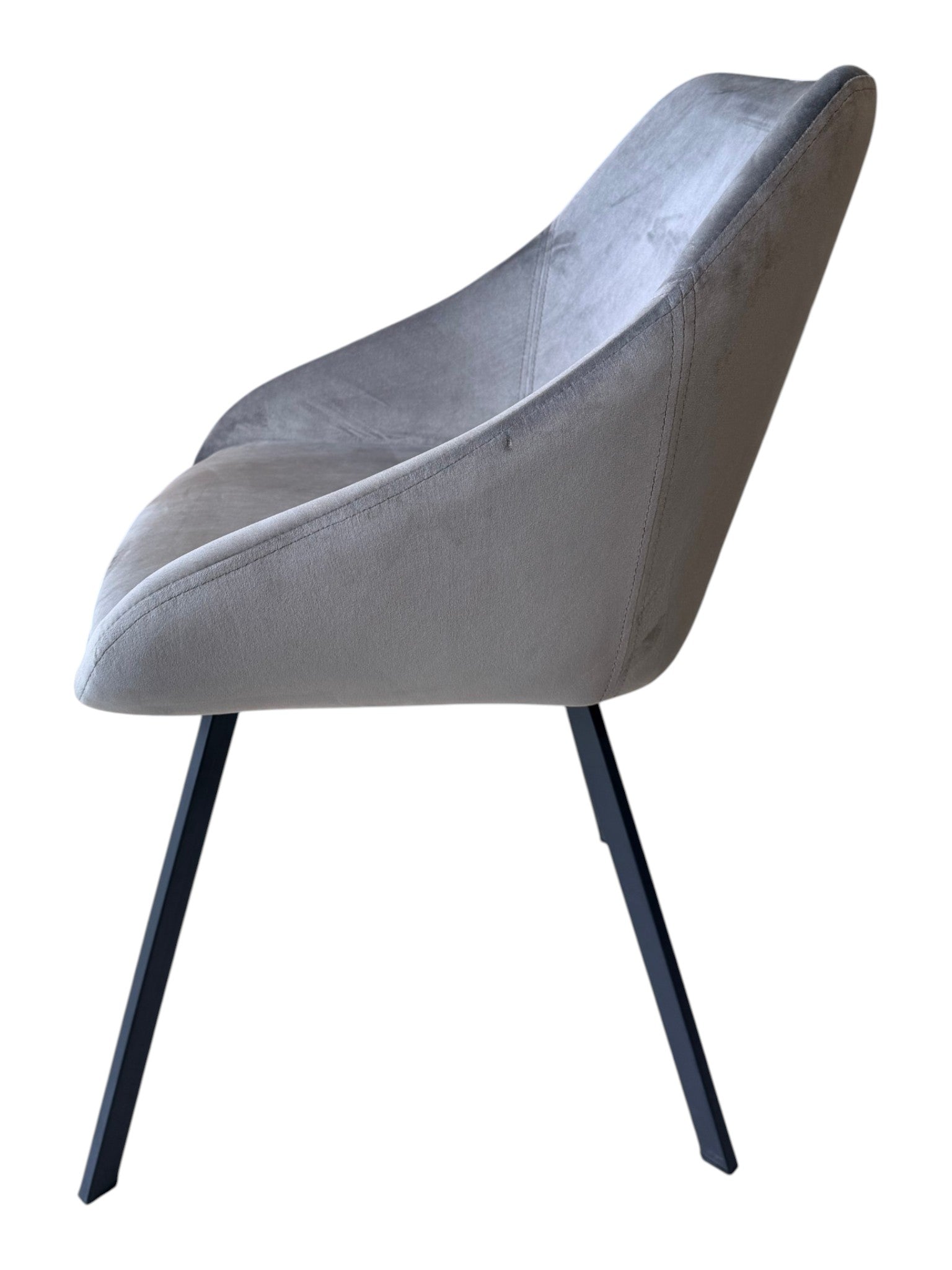 Lot de 2 chaises avec accoudoirs velours gris pieds métal noir - ADAM