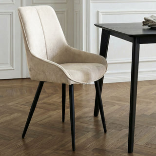 Lot de 2 chaises tissu beige pieds métal - BJORN