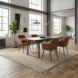 Lot de 2 chaises avec accoudoirs tissu rouille pieds métal - ROLF