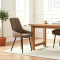 2 chaises tissu marron pieds métal - BJORN