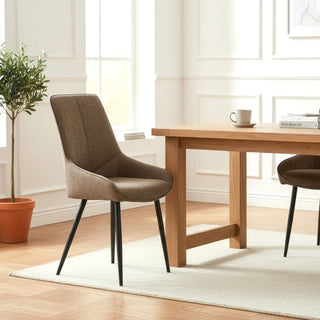 Lot de 2 chaises tissu marron pieds métal - BJORN