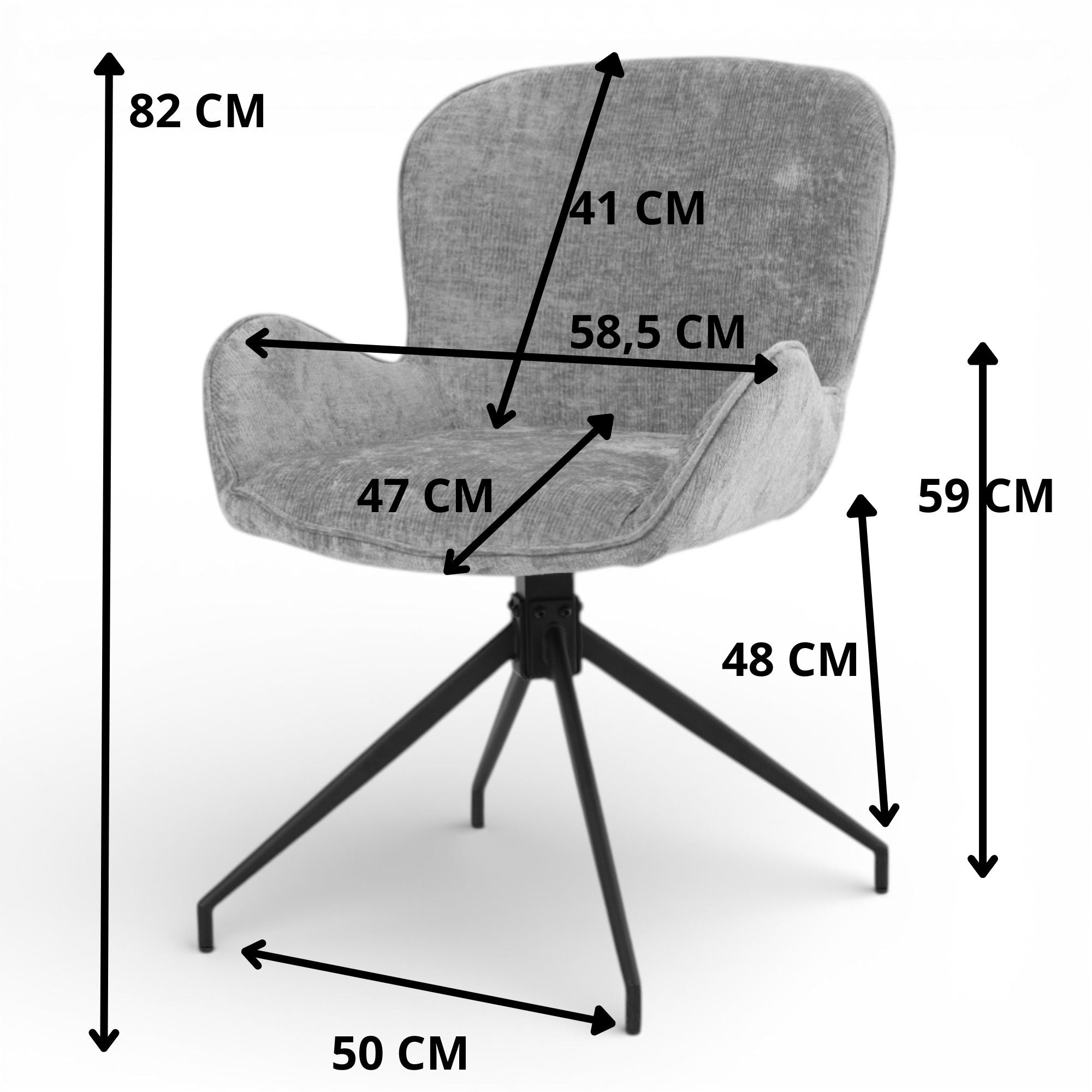 Lot de 2 chaises pivotantes tissu orange - ASYAR