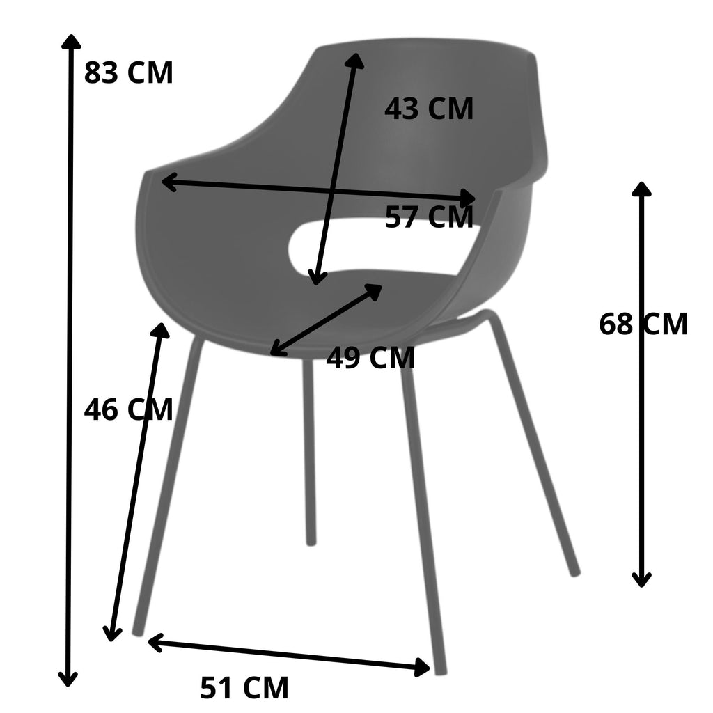 Lot de 4 chaises avec accoudoirs coloris noir pieds métal - AUSTIN