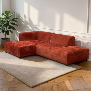 Canapé d'angle gauche tissu orange - BLOK 2