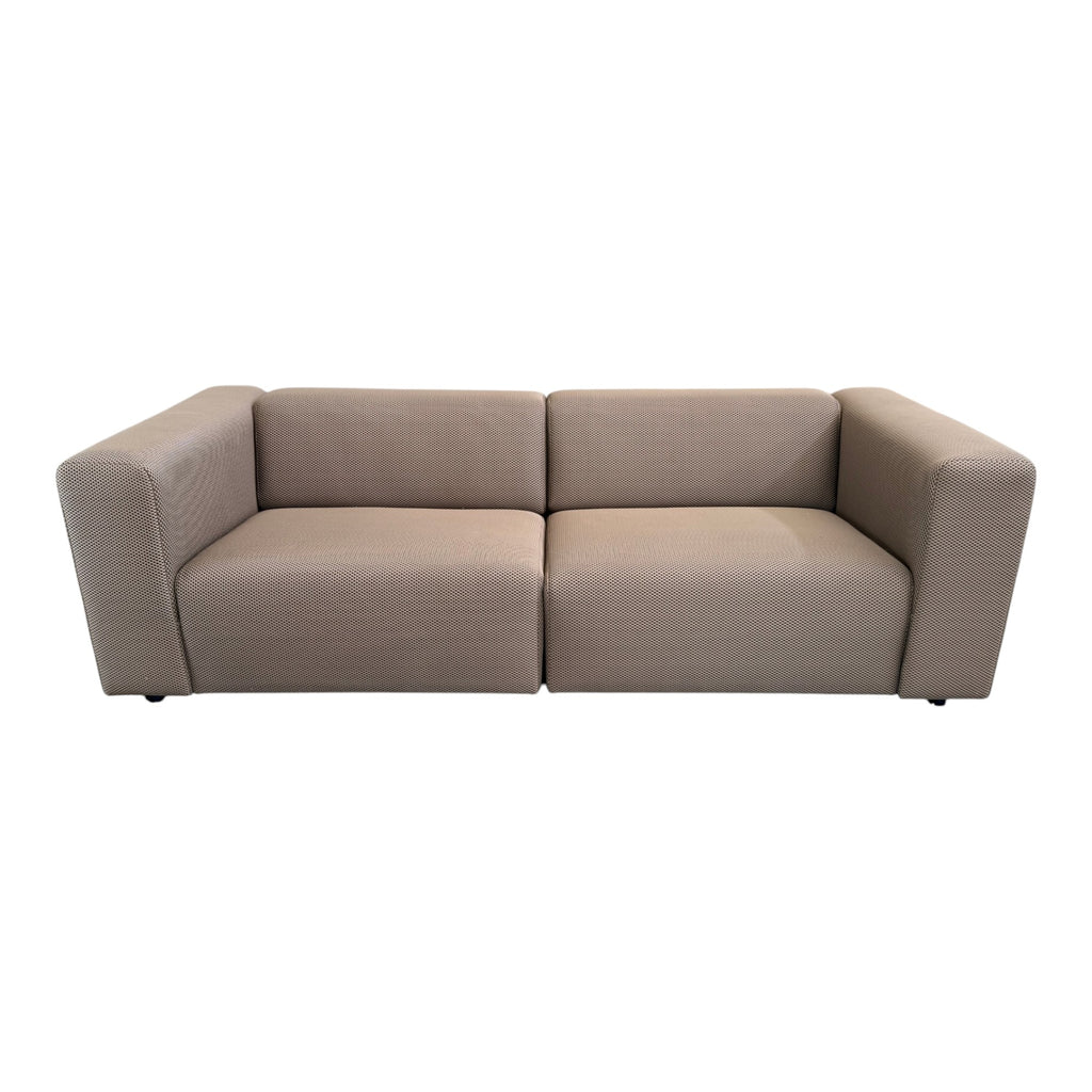 Canapé 230 cm droit 3/4 places tissu maille 3D marron - BLOK