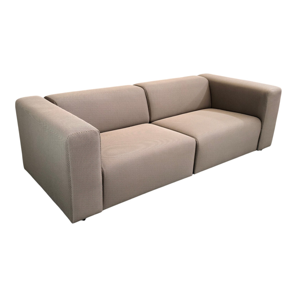 Canapé 230 cm droit 3/4 places tissu maille 3D marron - BLOK