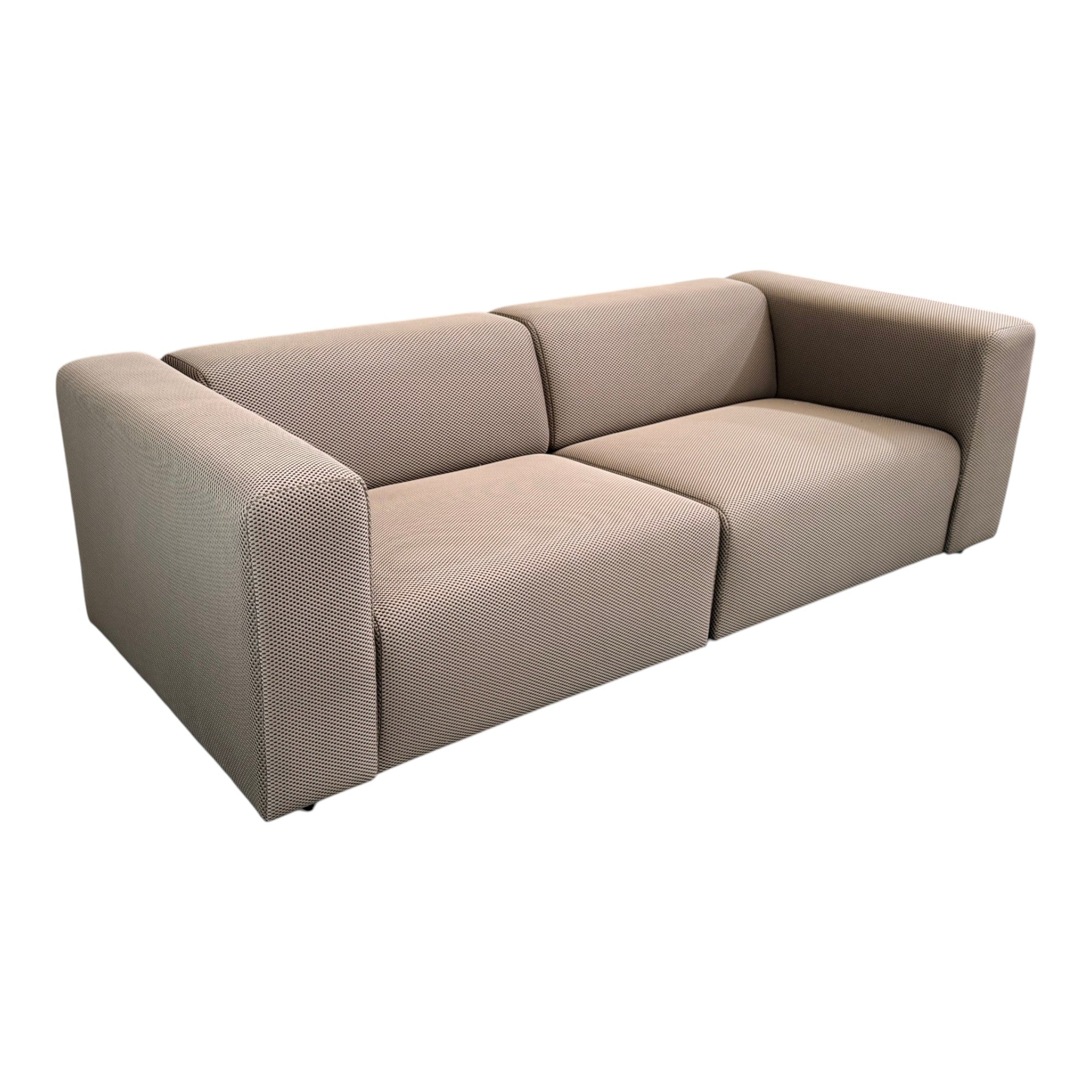 Canapé 230 cm droit 3/4 places tissu maille 3D marron - BLOK