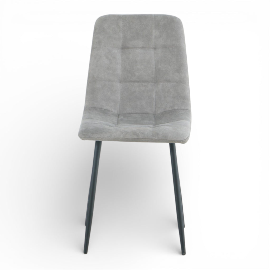 4 chaises tissu gris cowboy pieds métal noir - CLEO