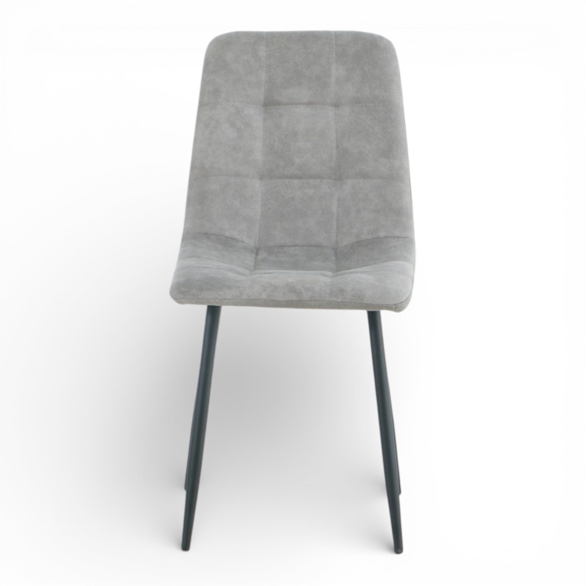 4 chaises tissu gris cowboy pieds métal noir - CLEO