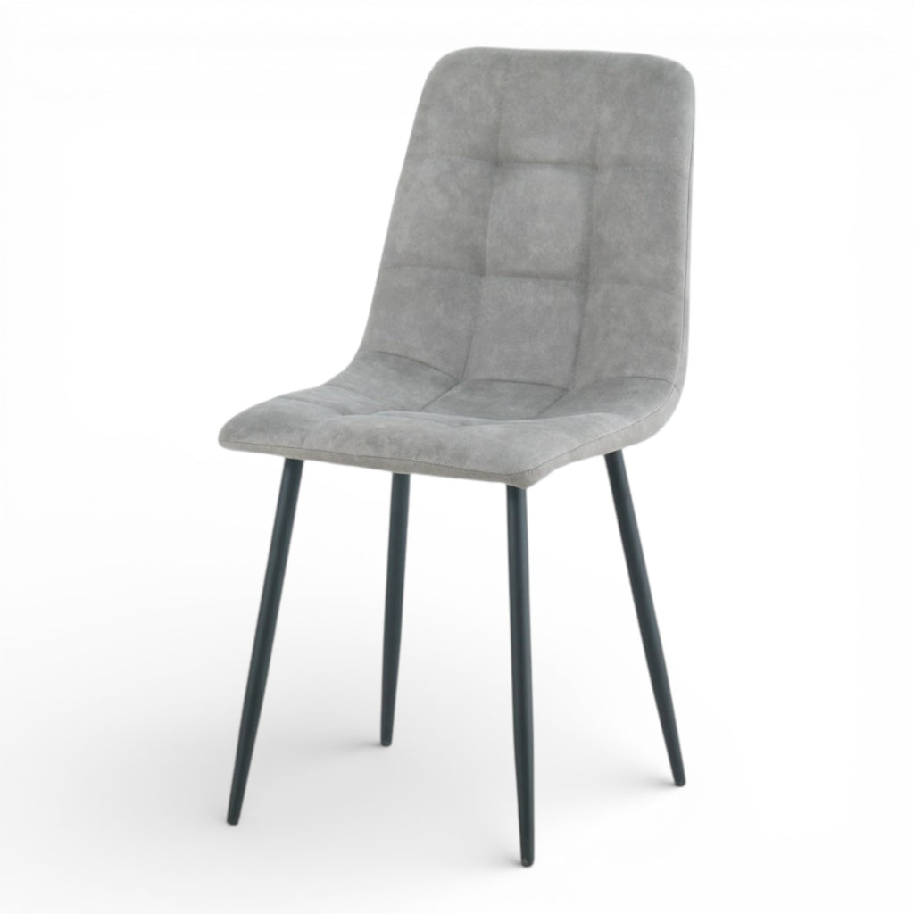 4 chaises tissu gris cowboy pieds métal noir - CLEO