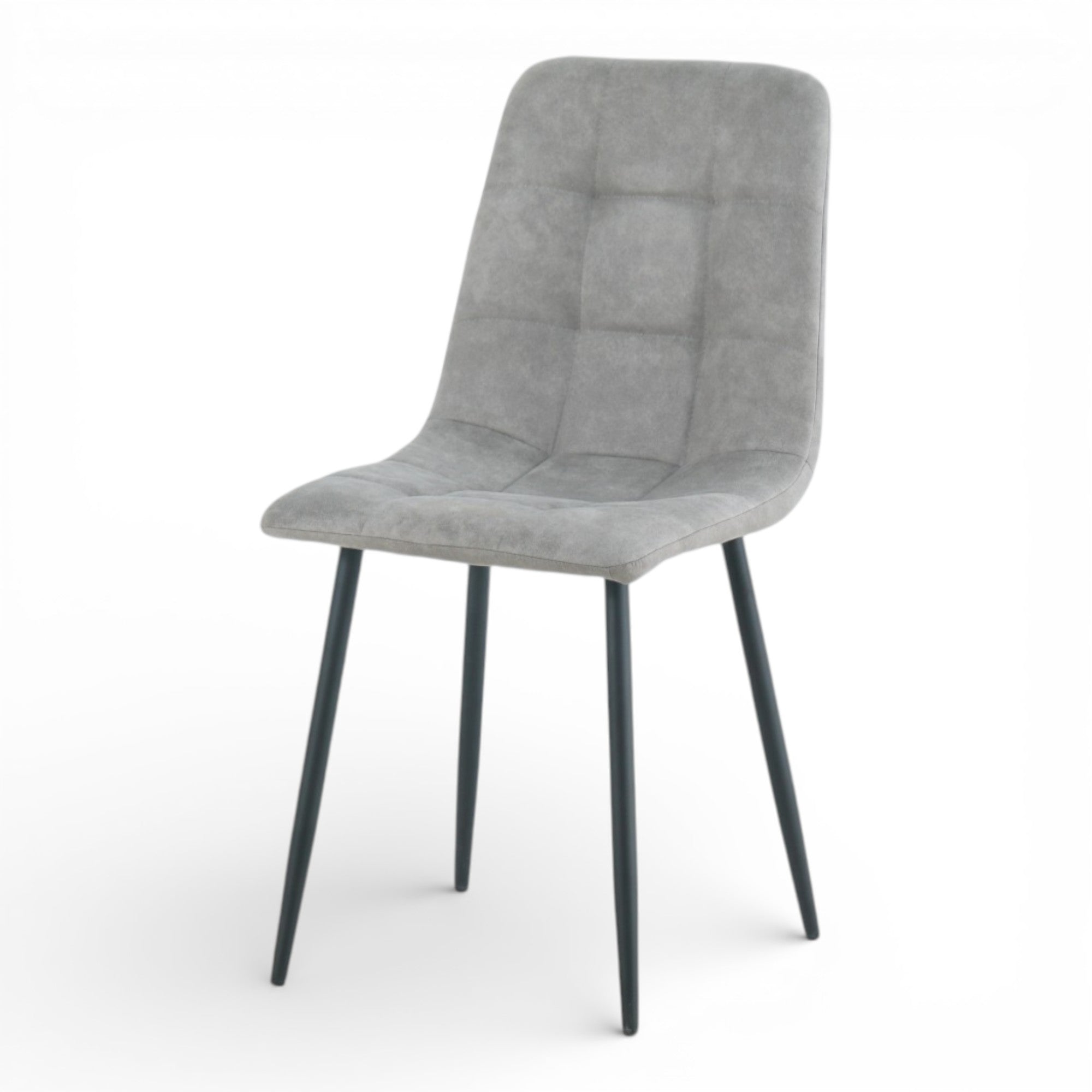 4 chaises tissu gris cowboy pieds métal noir - CLEO
