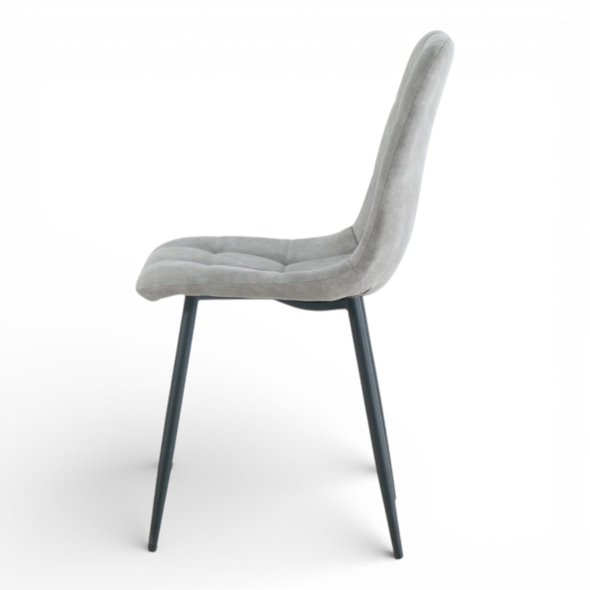 4 chaises tissu gris cowboy pieds métal noir - CLEO